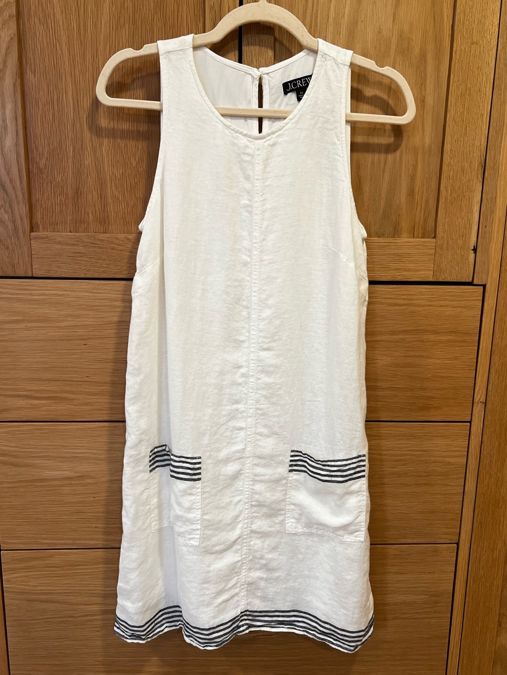 J. Crew Maxine Sailor Stripe Linen Dress White Navy Stripe Size XS Beach Boat
